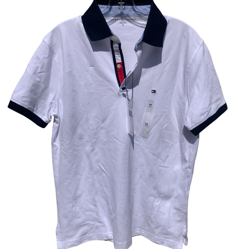 Tommy Hilfiger White Polo Shirt with Navy Accents